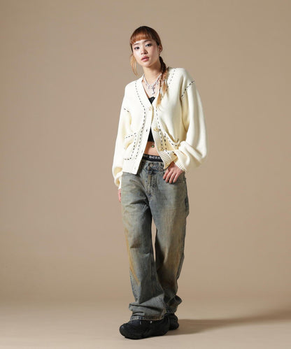 DankeSchon WOMEN STITCH KNIT CARDIGAN