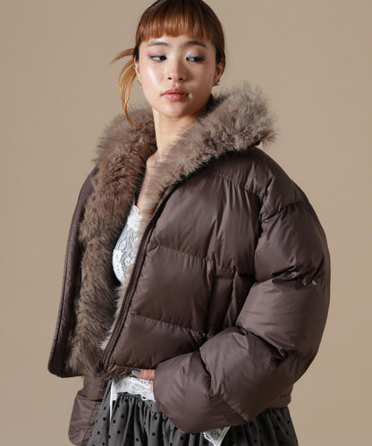 DankeSchon/ダンケシェーン/WOMEN NYLON FUR STAND BLOUSON