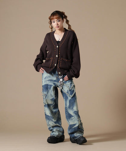 DankeSchon WOMEN STITCH KNIT CARDIGAN