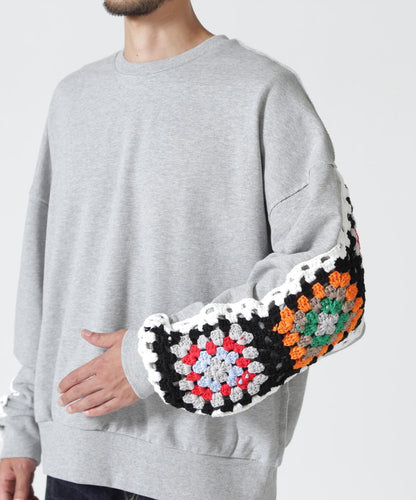 DISCOVERED CROCHET SLEEVE SWEAT(UNISEX) 聯名款 鉤針袖衛衣