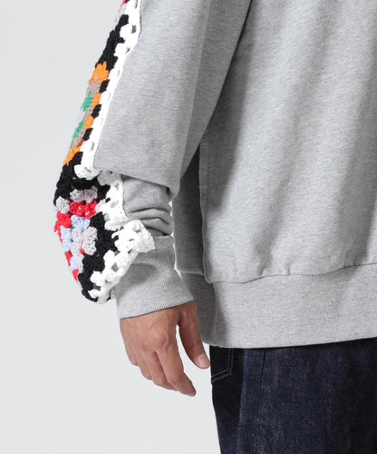 DISCOVERED CROCHET SLEEVE SWEAT(UNISEX) 聯名款 鉤針袖衛衣