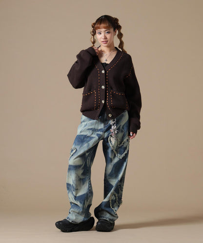 DankeSchon WOMEN STITCH KNIT CARDIGAN