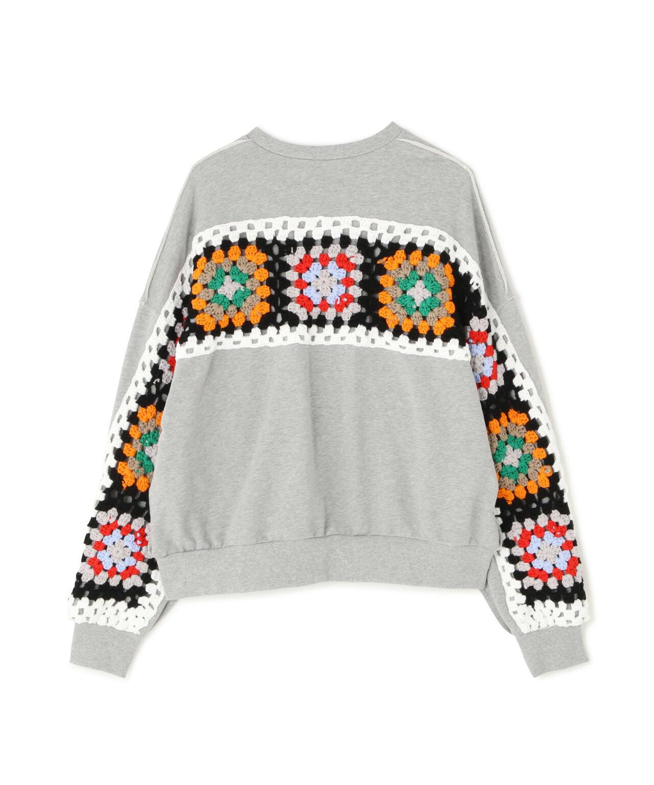 DISCOVERED CROCHET SLEEVE SWEAT(UNISEX) 聯名款 鉤針袖衛衣