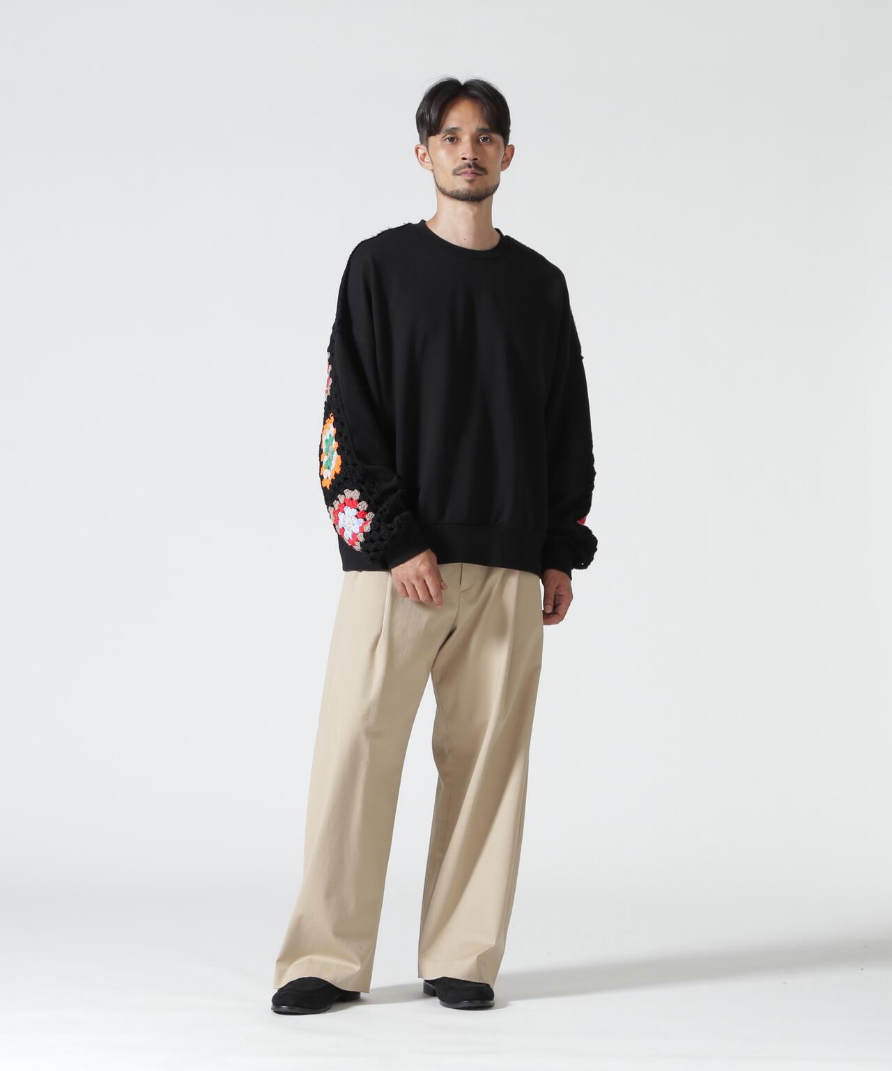 DISCOVERED CROCHET SLEEVE SWEAT(UNISEX) 聯名款 鉤針袖衛衣