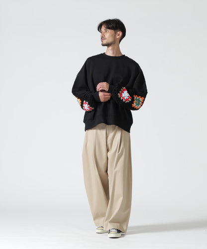 DISCOVERED CROCHET SLEEVE SWEAT(UNISEX) 聯名款 鉤針袖衛衣