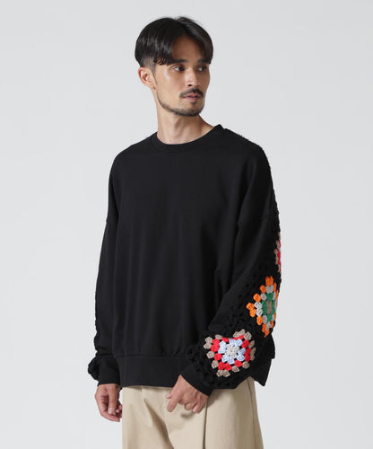 DISCOVERED CROCHET SLEEVE SWEAT(UNISEX) 聯名款 鉤針袖衛衣