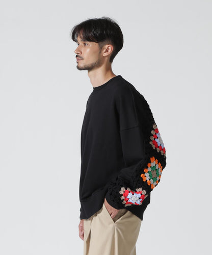 DISCOVERED CROCHET SLEEVE SWEAT(UNISEX) 聯名款 鉤針袖衛衣