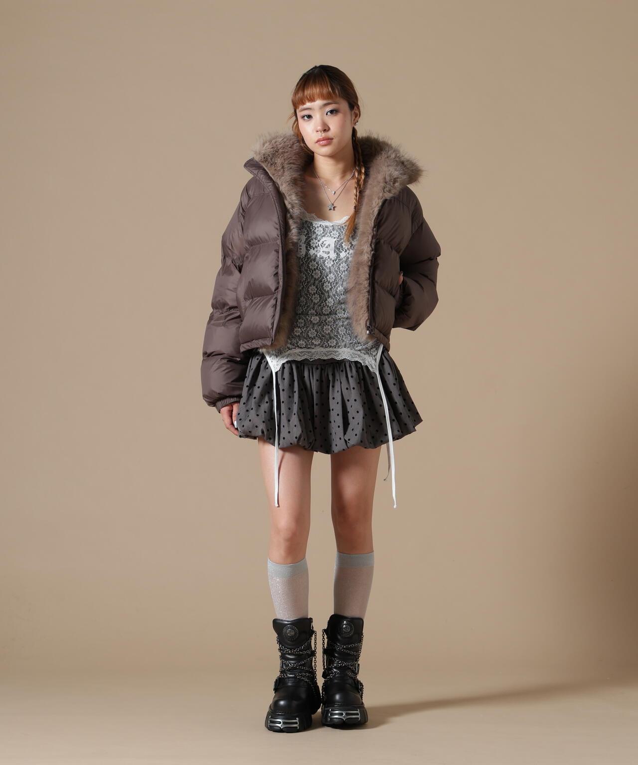 DankeSchon/ダンケシェーン/WOMEN NYLON FUR STAND BLOUSON