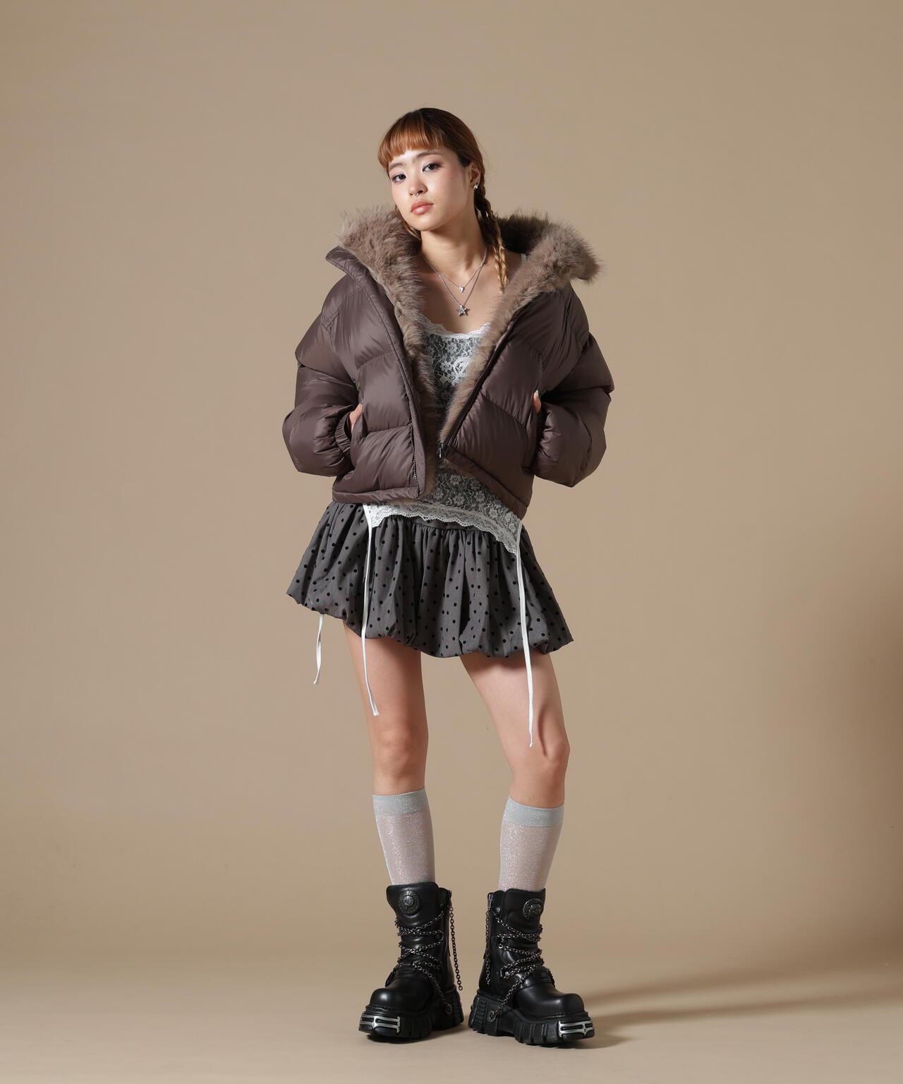 DankeSchon/ダンケシェーン/WOMEN NYLON FUR STAND BLOUSON