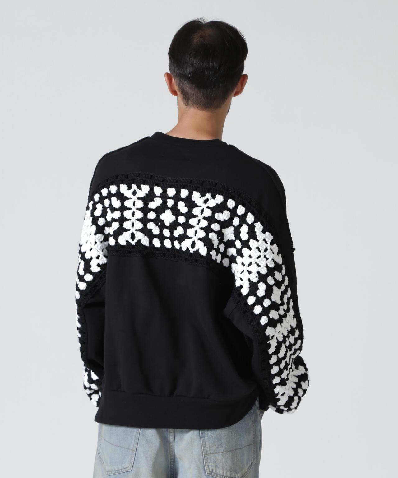 DISCOVERED CROCHET SLEEVE SWEAT(UNISEX) 聯名款 鉤針袖衛衣