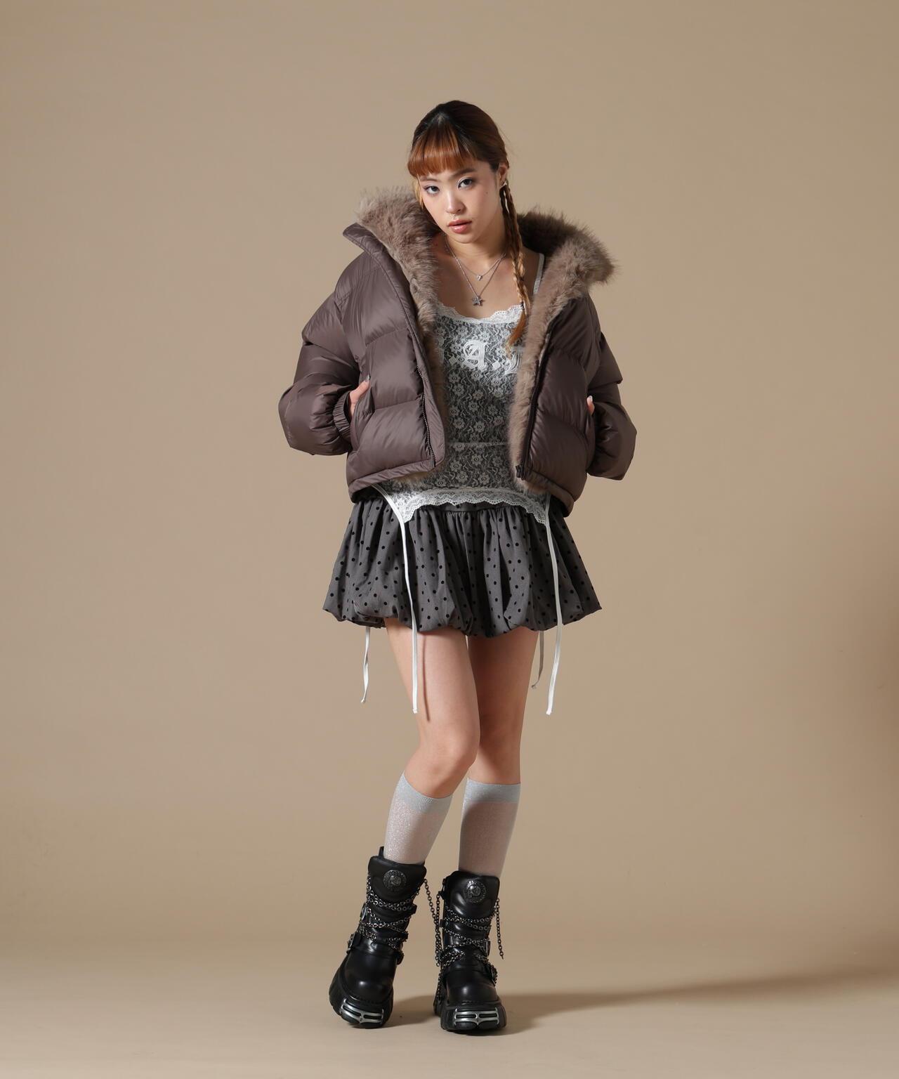 DankeSchon/ダンケシェーン/WOMEN NYLON FUR STAND BLOUSON