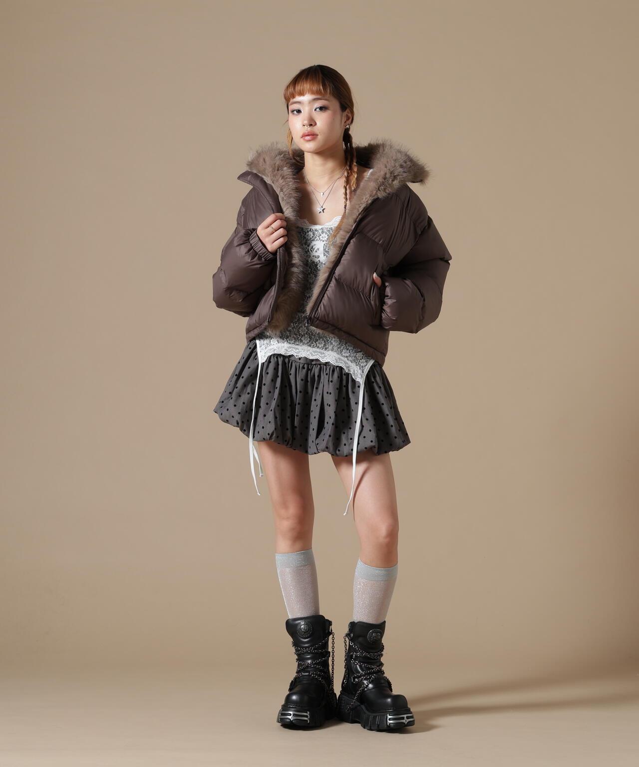 DankeSchon/ダンケシェーン/WOMEN NYLON FUR STAND BLOUSON