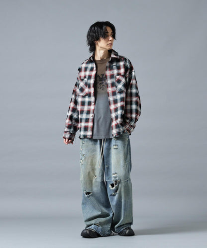 DankeSchon/ダンケシェーン/FLANNEL DAMAGE SHIRTS DOBBY