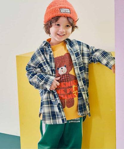 法蘭絨格紋寬鬆襯衫 鏈接