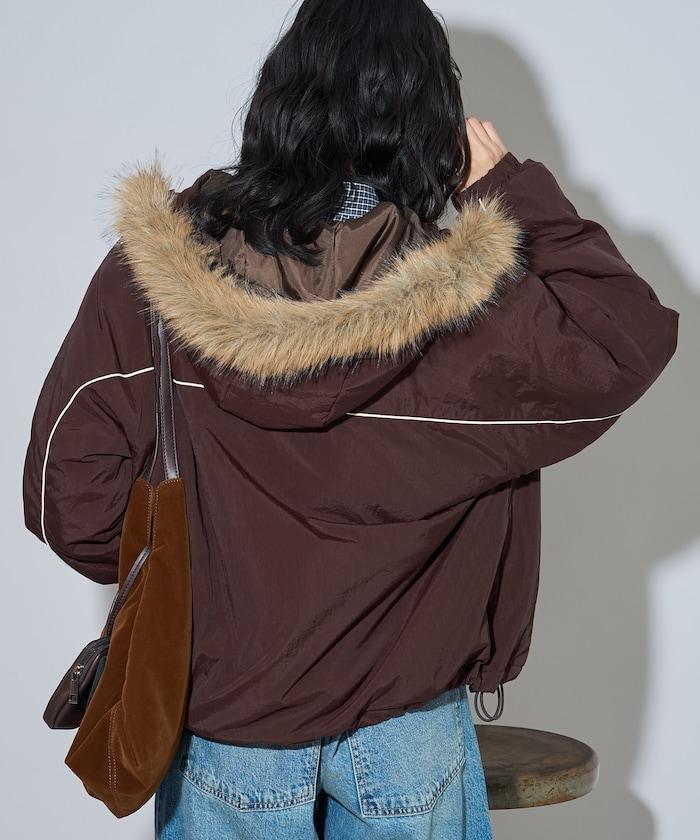 聯名 Fur Hoodie Nylon Jacket