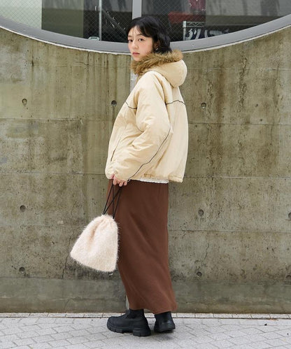 聯名 Fur Hoodie Nylon Jacket
