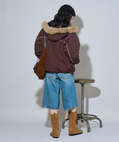 聯名 Fur Hoodie Nylon Jacket