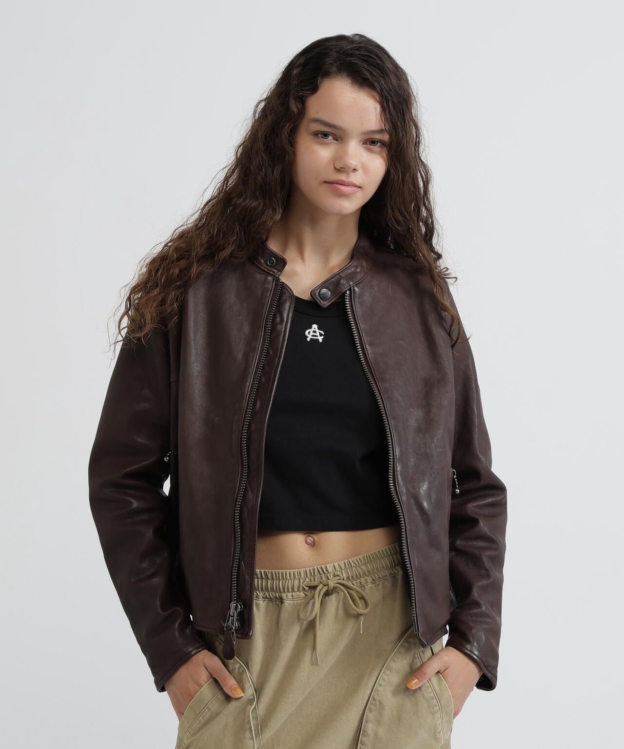 WOMAN SINGLE RIDERS LEATHER JACKET
