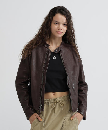 WOMAN SINGLE RIDERS LEATHER JACKET