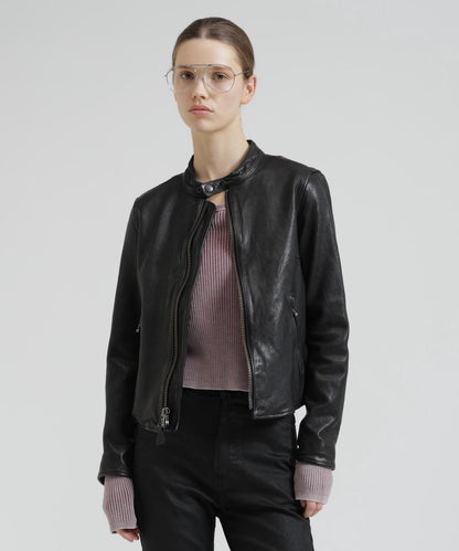 WOMAN SINGLE RIDERS LEATHER JACKET