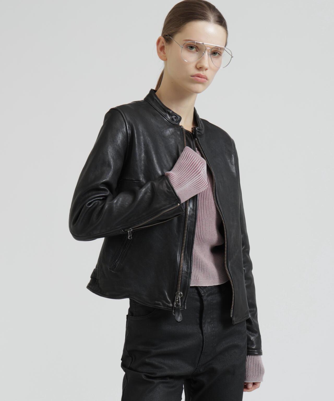 WOMAN SINGLE RIDERS LEATHER JACKET