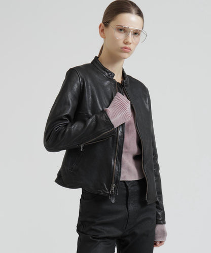 WOMAN SINGLE RIDERS LEATHER JACKET