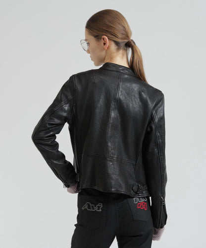 WOMAN SINGLE RIDERS LEATHER JACKET