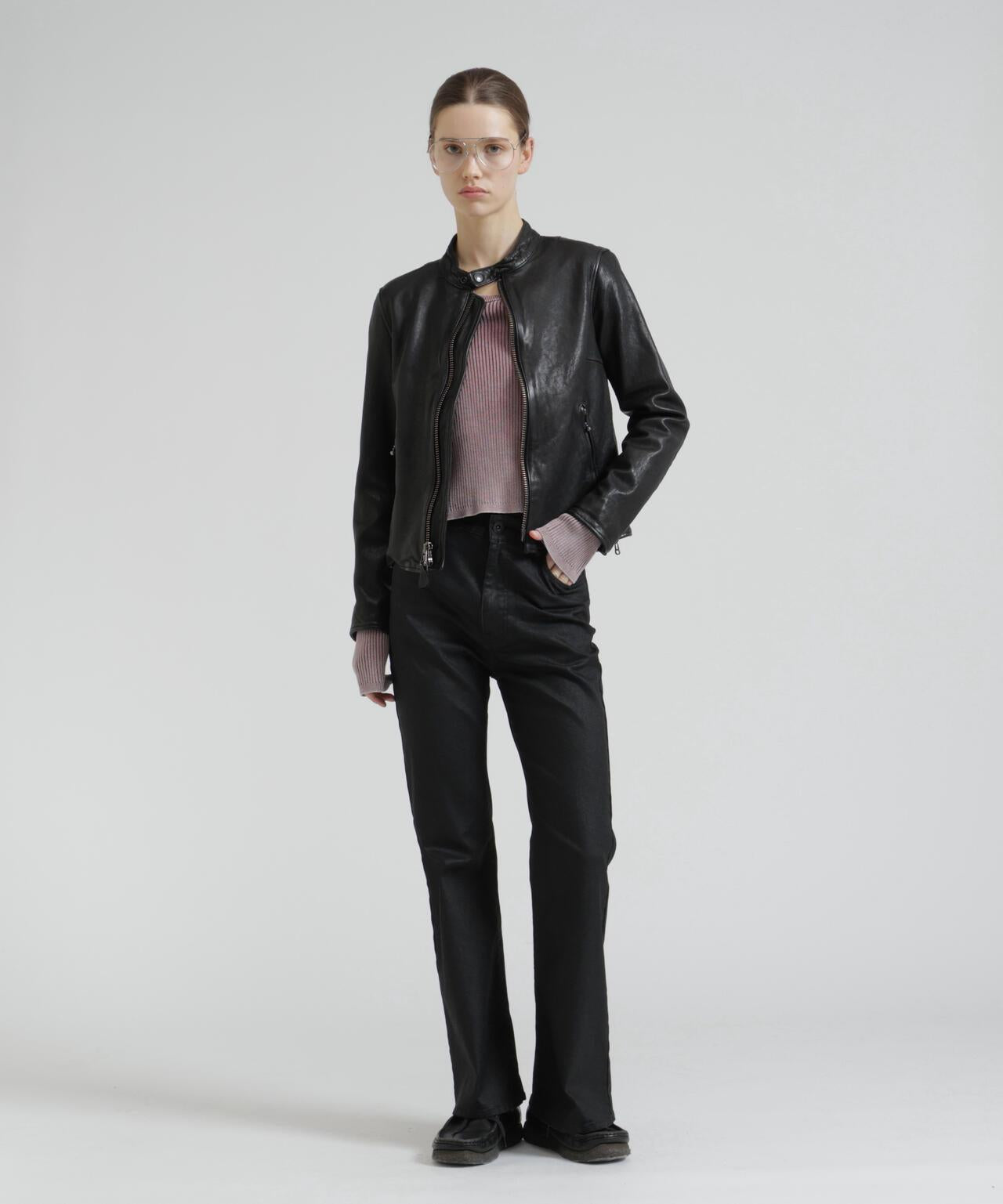 WOMAN SINGLE RIDERS LEATHER JACKET