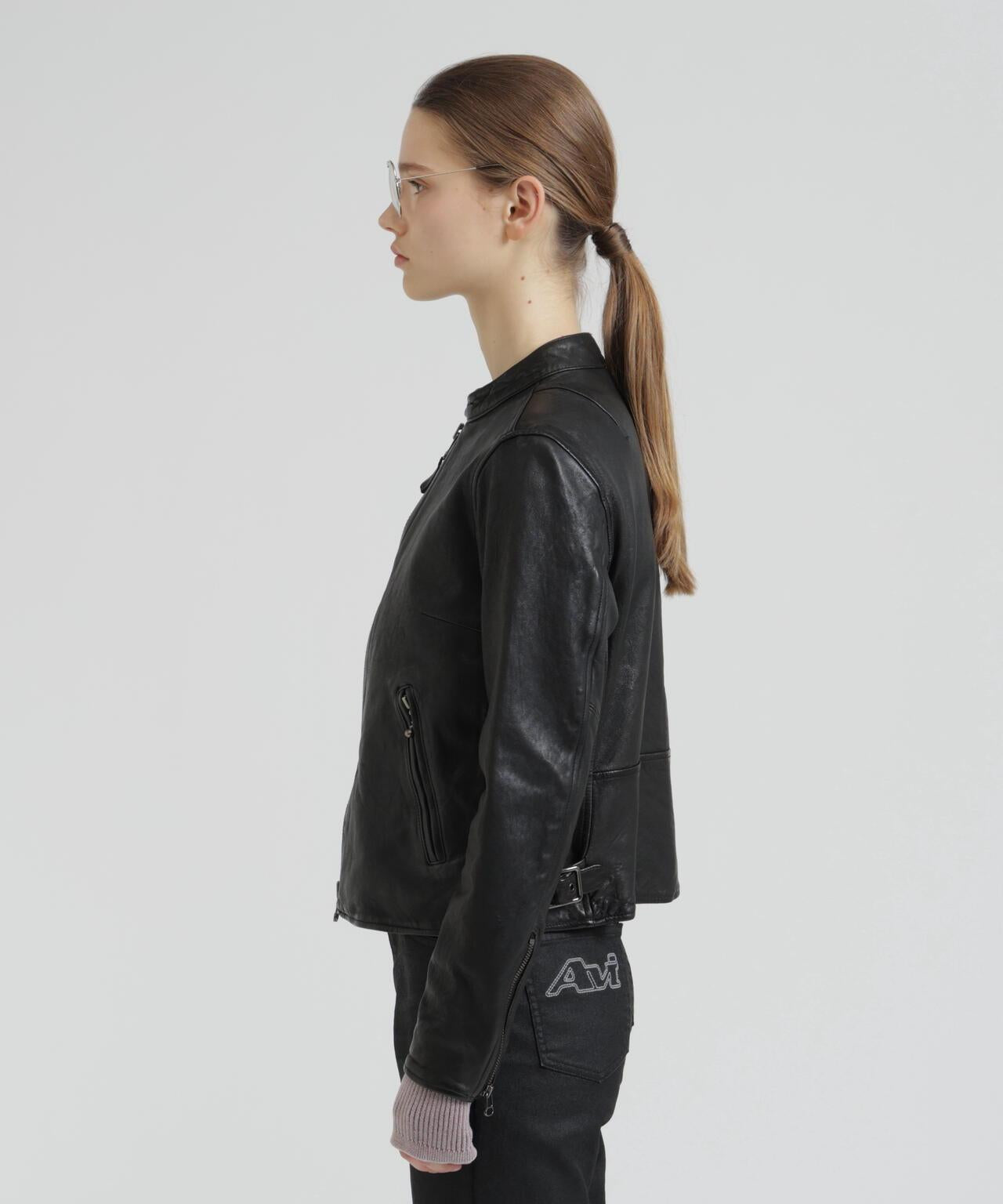 WOMAN SINGLE RIDERS LEATHER JACKET
