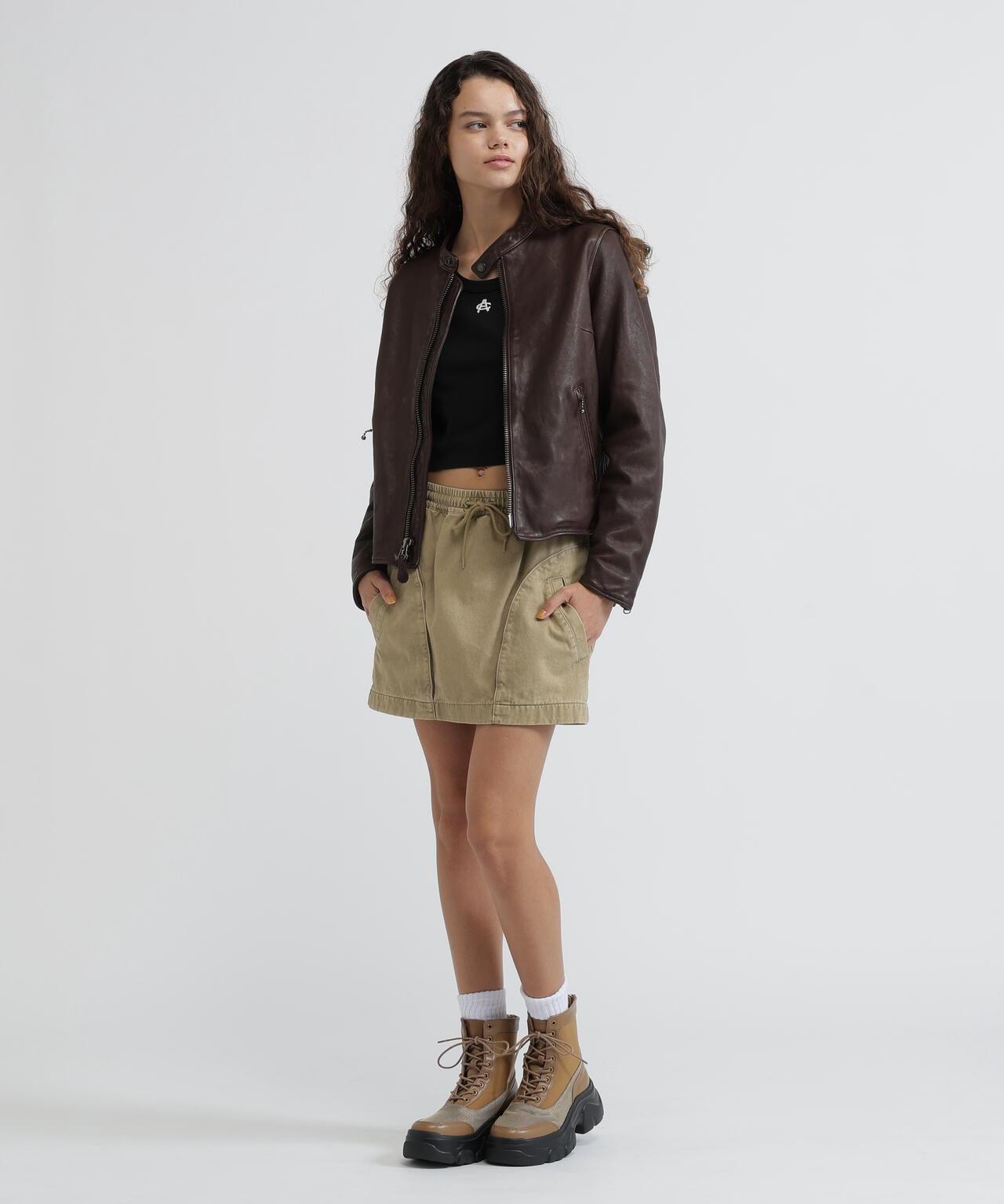 WOMAN SINGLE RIDERS LEATHER JACKET