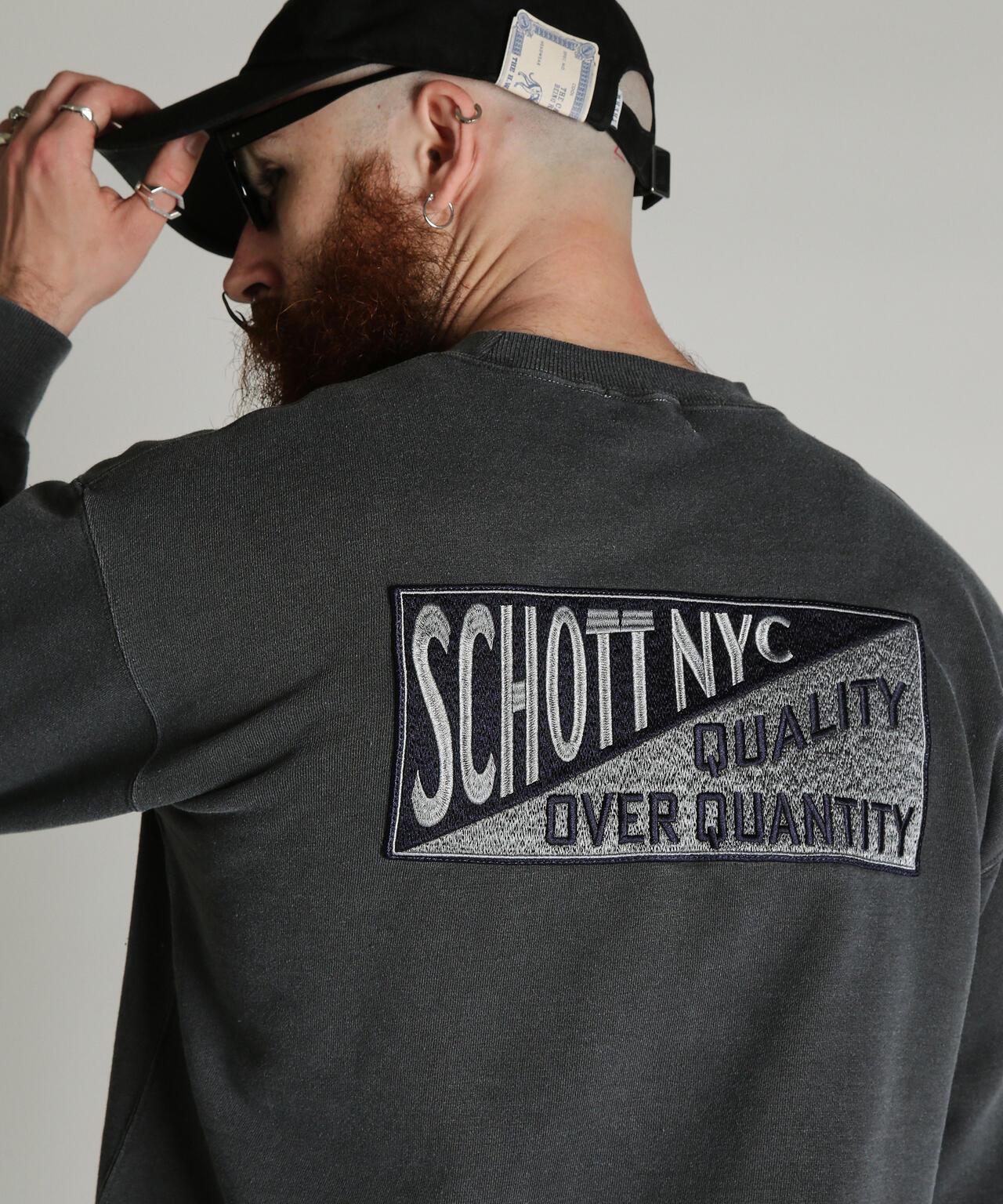 Schott N.Y.C. EMB. CREW SWEAT SQUARE 刺繡圓領衛衣