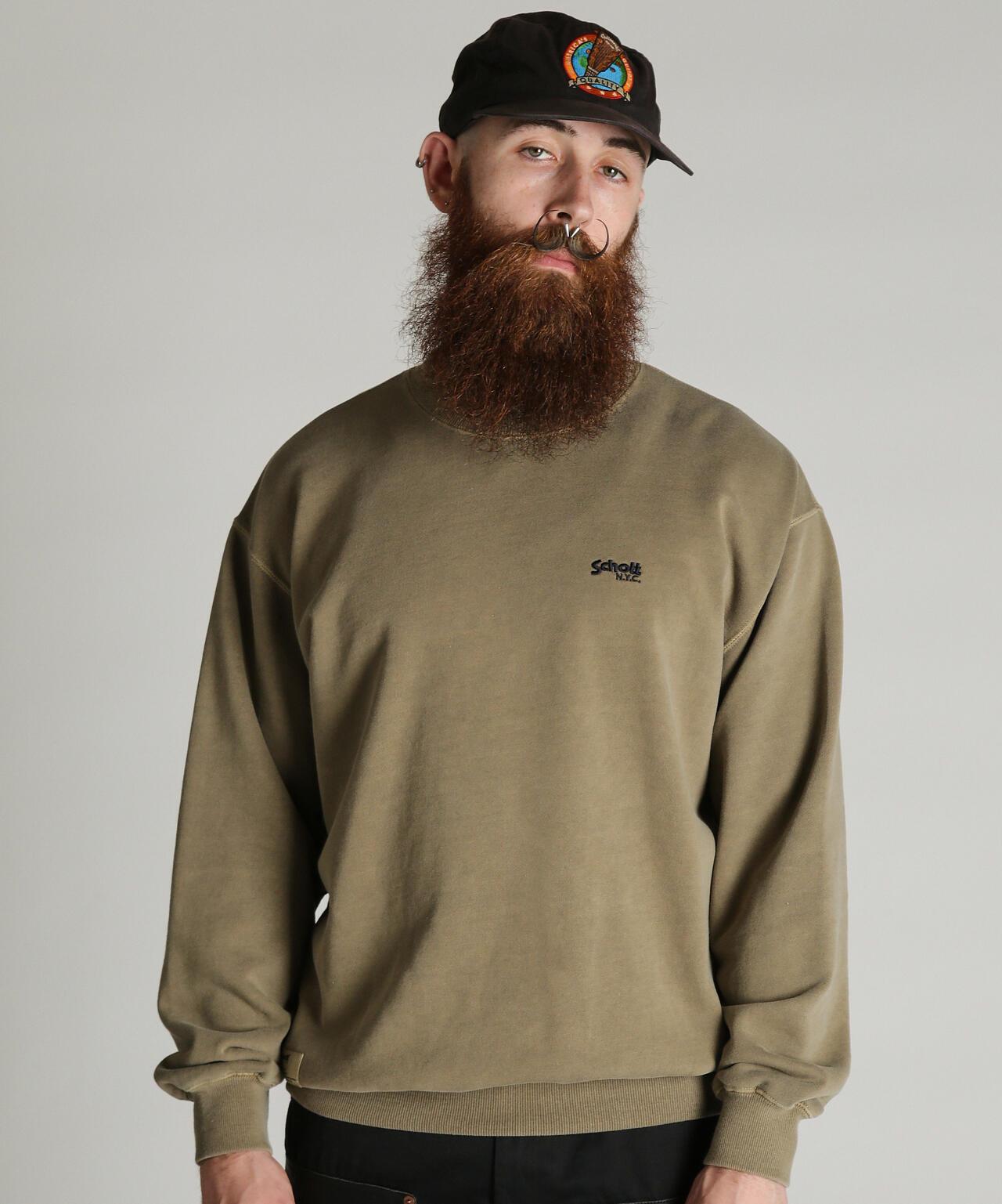 Schott N.Y.C. EMB. CREW SWEAT SQUARE 刺繡圓領衛衣