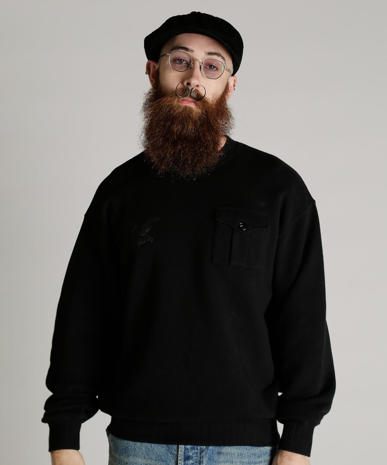 CREW SWEAT RIB STITCH EAGLE 羅紋縫線 老鷹圖案 圓領衛衣