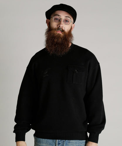 CREW SWEAT RIB STITCH EAGLE 羅紋縫線 老鷹圖案 圓領衛衣