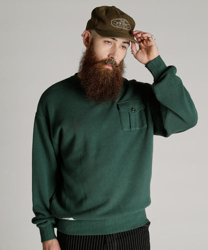 CREW SWEAT RIB STITCH EAGLE 羅紋縫線 老鷹圖案 圓領衛衣