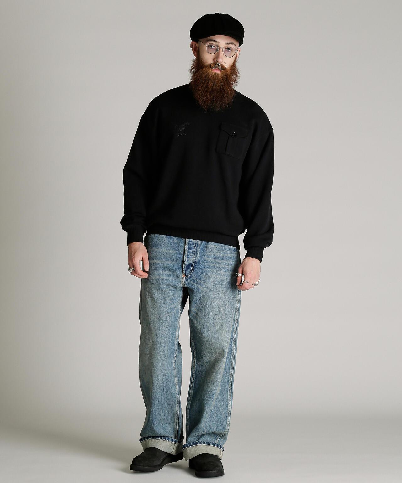 CREW SWEAT RIB STITCH EAGLE 羅紋縫線 老鷹圖案 圓領衛衣