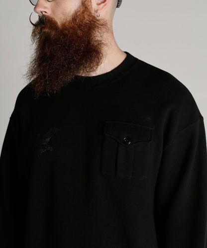 CREW SWEAT RIB STITCH EAGLE 羅紋縫線 老鷹圖案 圓領衛衣