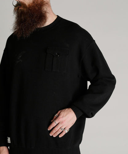CREW SWEAT RIB STITCH EAGLE 羅紋縫線 老鷹圖案 圓領衛衣