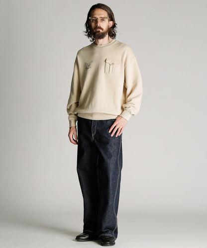 CREW SWEAT RIB STITCH EAGLE 羅紋縫線 老鷹圖案 圓領衛衣