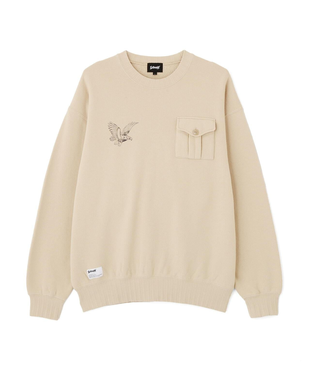 CREW SWEAT RIB STITCH EAGLE 羅紋縫線 老鷹圖案 圓領衛衣