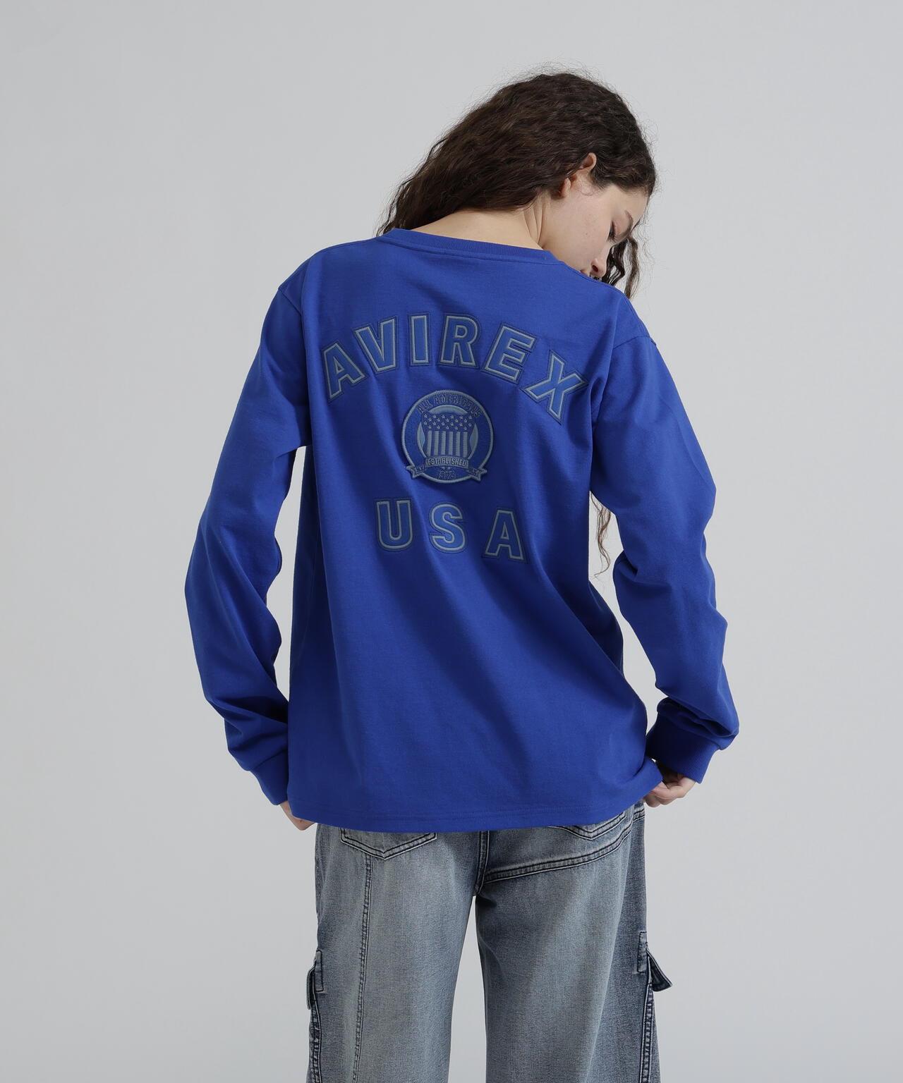 《WOMAN》L/S SIGNATURE VARSITY LOGO T-SHIRT