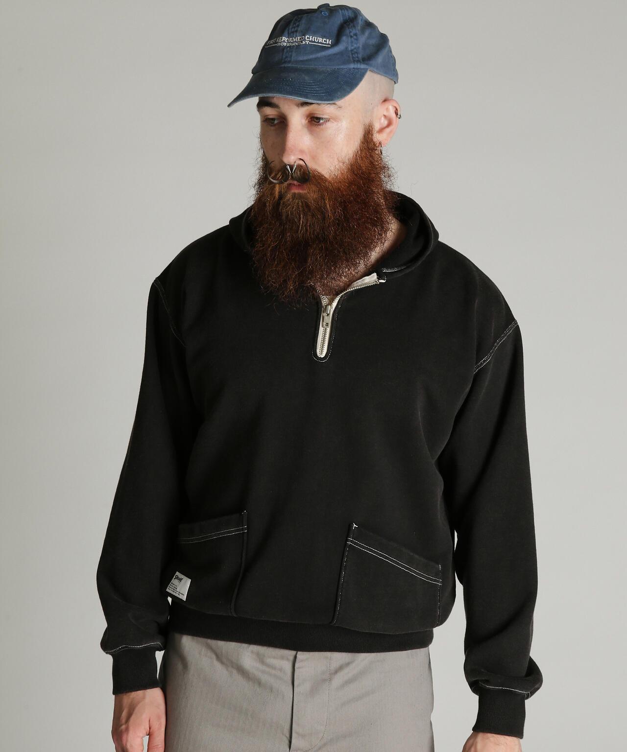 HALF ZIP HOODED SWEAT 半拉鍊連帽衛衣