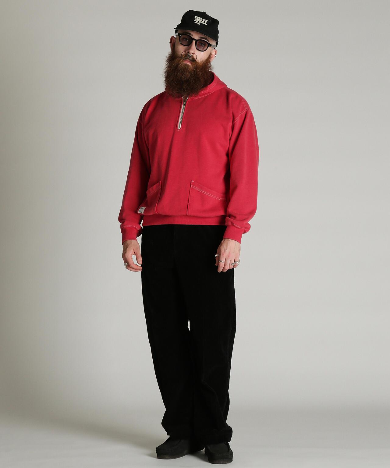 HALF ZIP HOODED SWEAT 半拉鍊連帽衛衣