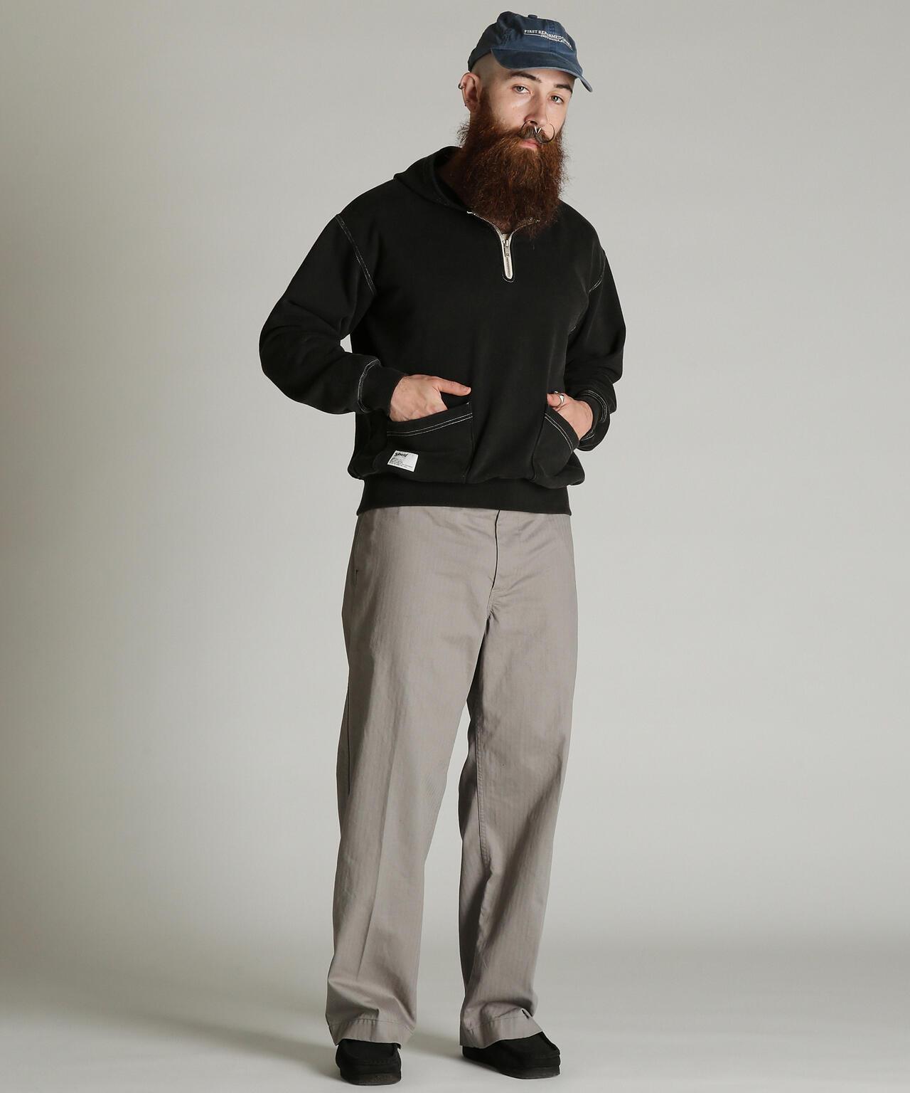 HALF ZIP HOODED SWEAT 半拉鍊連帽衛衣
