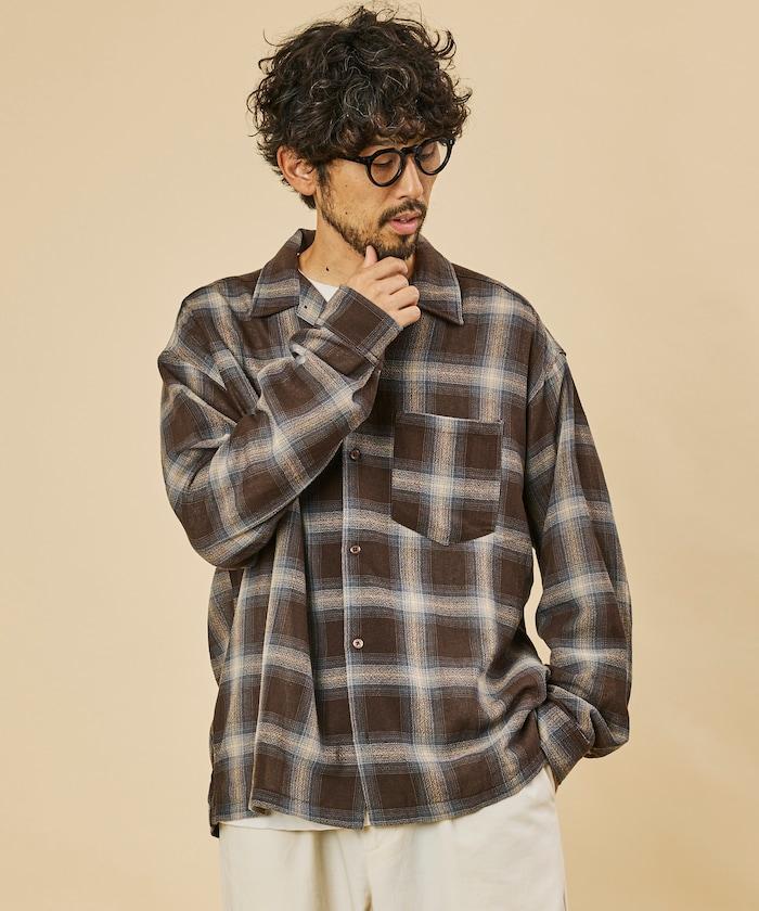 寬鬆版型 透視漸變格紋 開領襯衫