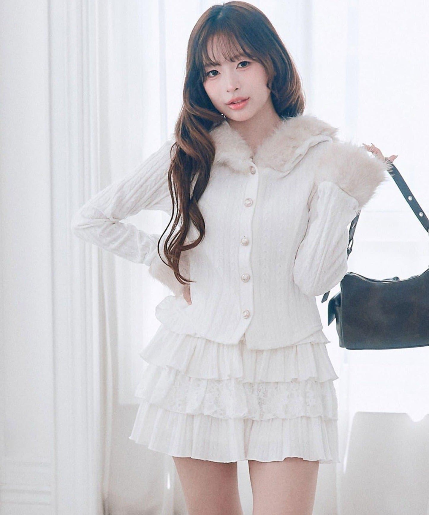 絞花分層迷你半身裙