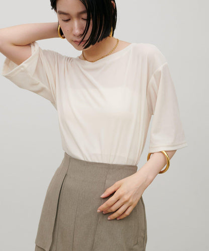半袖透膚糯感絲絨套頭衫