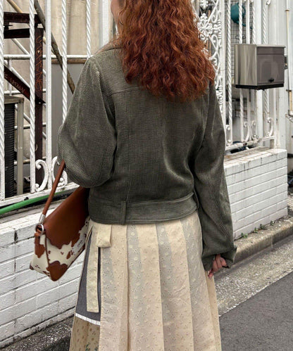 雙排扣燈芯絨毛領夾克
