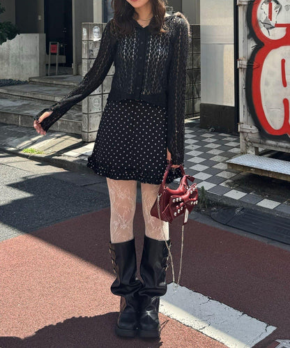 毛絨連帽短款蕾絲上衣