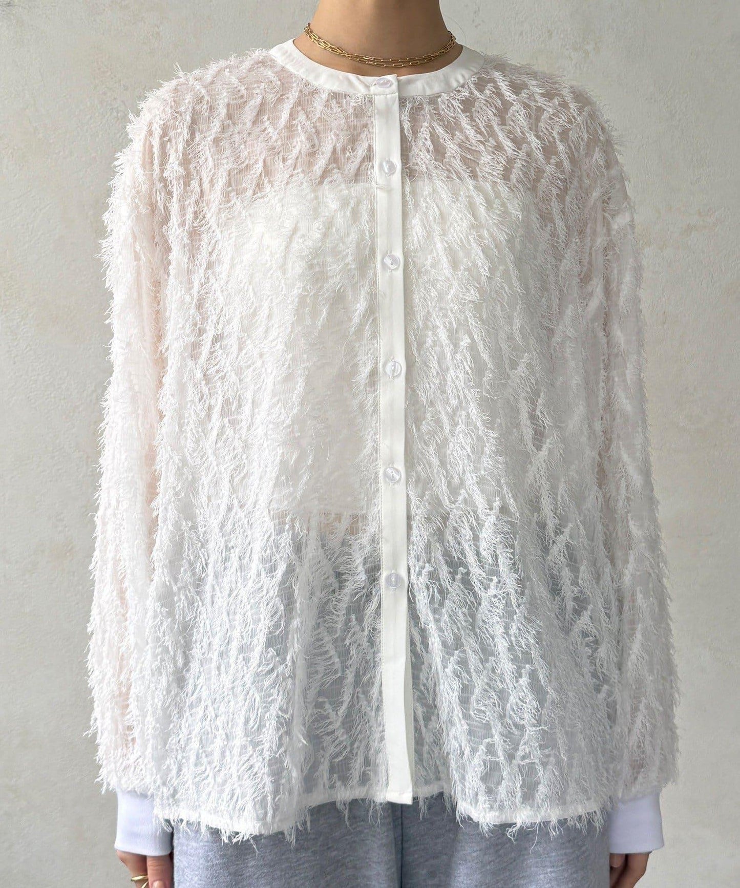 提花流蘇襯衫